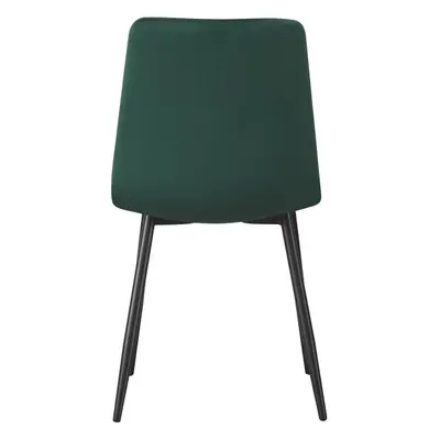 (Green-strip) Classic Design Velvet Fabric Dining Chairs Metal Legs Padded Seat Chairs