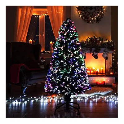 SHATCHI 3ft/90cm Nova Pre-Lit Fibre Optic Christmas Tree Various Multicolour Light Effects Holid