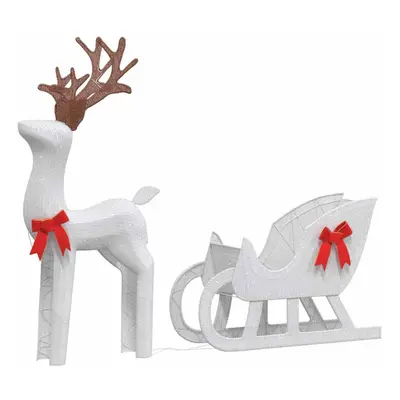 (cold white) vidaXL Christmas Decoration Reindeer and Sleigh Christmas Ornament LEDs