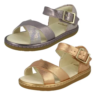 (Pink, UK 4.5 Infant) Girls Clarks Cross Detailed Sandals Skylark Pure T