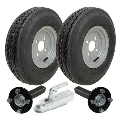 4.80/4.00-8 Trailer Kit High Speed Road Legal Wheels, Hub & Stub Axles & Hitch