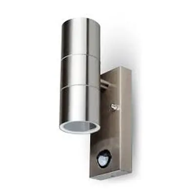 VT-7622PIR GU10 WALL FITTING WITH SENSOR, STAINLESS STEEL BODY-2 WAY IP44