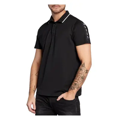 GUESS Men's Essentials Short Sleeve Paul Pique Tape Polo Jet Black A9