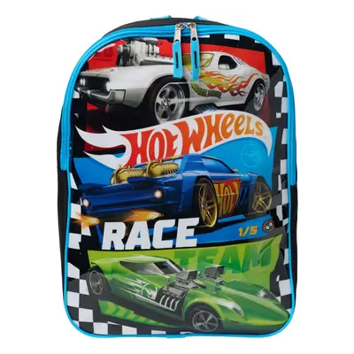 Hot Wheels 15"" Backpack Race Cars Boys Kids School Bag Blue Black