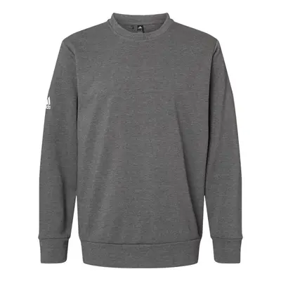 adidas Mens Fleece Crewneck Sweatshirt Dark Grey Heather