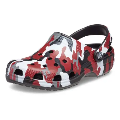 Crocs Unisex-Adult Classic Camo Clogs Black/Red Men/11 Women