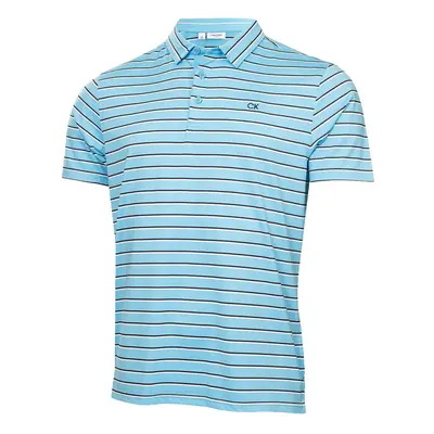 (S, Aquarius) Calvin Klein Mens Winchester Moisture Wicking Breathable Golf Polo Shirt