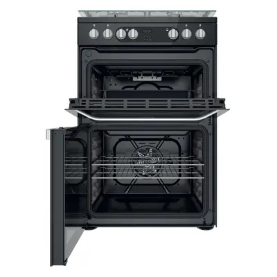 Hotpoint 60cm Double Oven Dual Fuel Cooker - Black