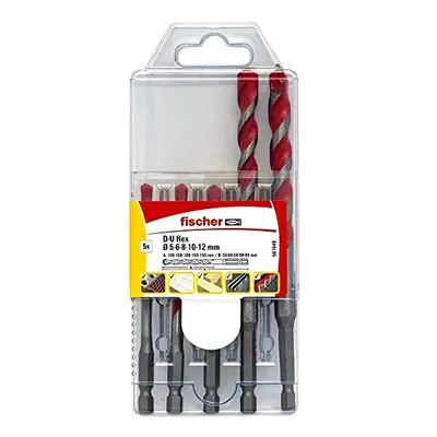 561649 D-U Hex Universal Drill Bit Set, Pieces, 5mm-12mm, for Brick/Wood/Tiles/Plastics/Steel/Co