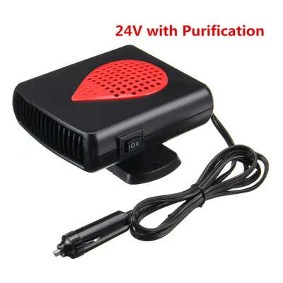 (24V - Upgraded - Red) 12V 24V Car Auto Portable Electric Heater Warmer Cooling Fan Defroster De