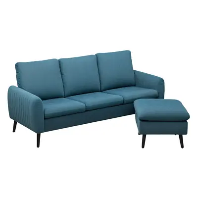 HOMCOM Seater Corner Sofa Couch Settee with Chaise Lounge, Blue