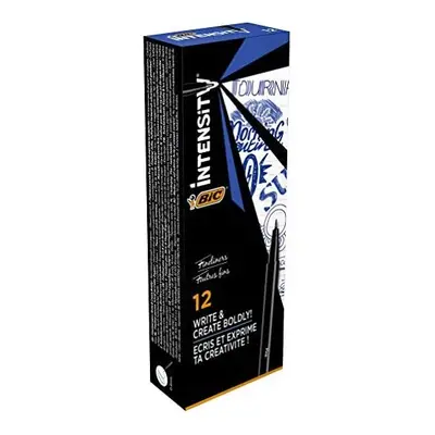 BIC Intensity Fine Tip Tip Tip Marker Pen Ink Based Writing 0.4mm (Pack of 12) Blue