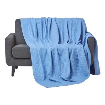 (178 x cm, Blue) Organic Cotton Waffle Baby Blanket