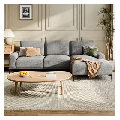 Light Grey L-Shape 3-Seat Sleeper Sofa Couch,258*78*85CM