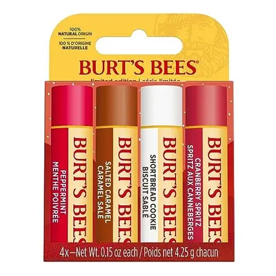 Burt's Bees Lip Balm Gift Set, Shortbread Cookie, Cranberry Spritz, Salted Caramel, Peppermint, 