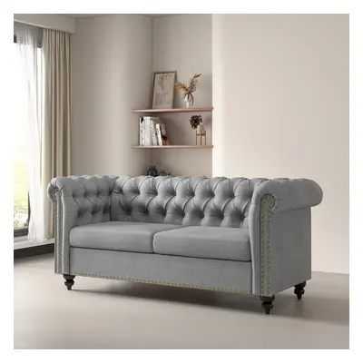 (GREY) seater Chesterfield Style Button Sofa Victoria