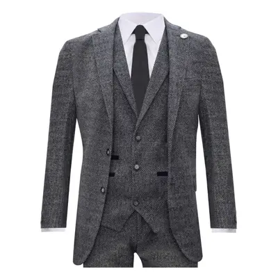 (48) Men's Piece Grey Herringbone Tweed Suit