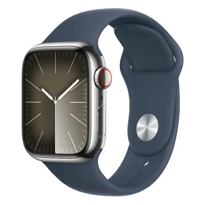 APPLE WATCH SERIES MRHP3QL/A 41MM SILVER STAINLESS STEEL CASE WITH STORM BLUE SPORT BAND