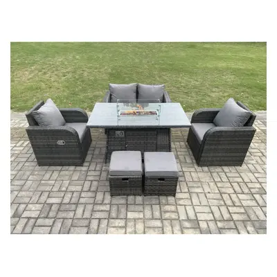 Fimous Rattan Outdoor Garden Furniture Sofa Set Gas Fire Pit Dining Table Gas Heater with Love S