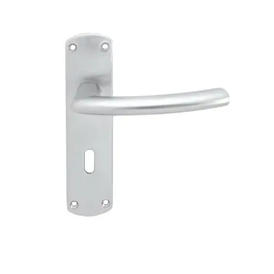 Curved Bar Handle on Lock Backplate Oval Profile x 42mm Satin Chrome