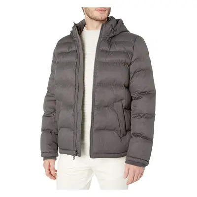 Tommy Hilfiger Mens Big Tall Hooded Puffer Jacket Heather charcoal