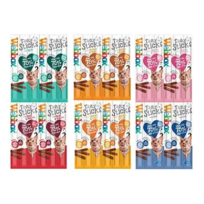 Cats Delight Tasty Sticks Chews Treats Variety Pack - Chicken & Liver, Turkey & Lamb, Beef & Rab