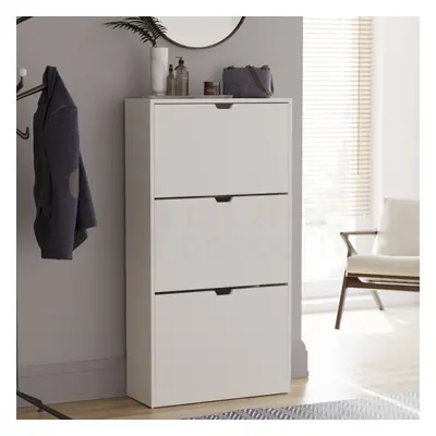 (White) Drawer Shoe Cabinet Hall Storage (FSC 100%)