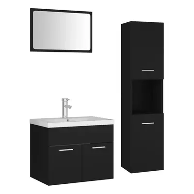 (black) vidaXL Bathroom Furniture Set Chipboard Wall Mirror Multi Sizes Multi Colors