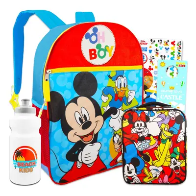 Disney Mickey Mouse Backpack and Lunch Box Set For Kids - Bundle with Colorful Mickey Backpack C