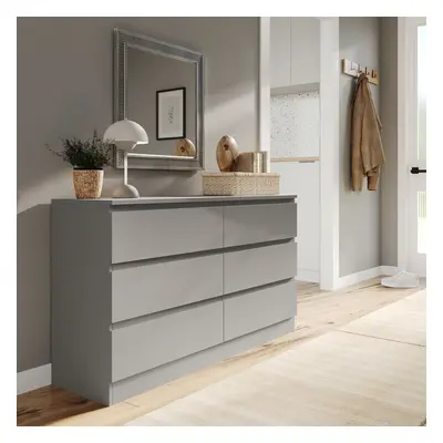 (Grey Carcass + Grey Drawers) 120cm Modern Wooden Chest of Drawers Bedroom Furniture Storage Bed