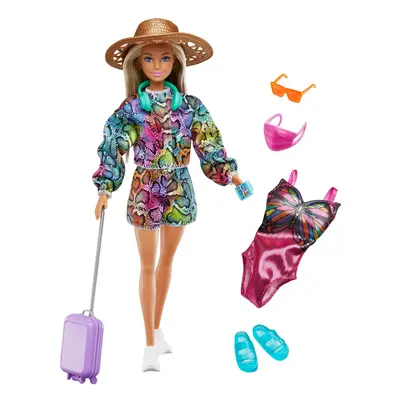 Barbie Doll & Accessories Holiday Fun Summer Travel Doll with Rainbow