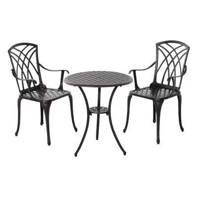 Outsunny PCs Coffee Table Chairs Outdoor Garden Furniture Set w/ Umbrella Hole