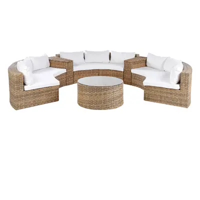 Garden Lounge Set with Table Seater SEVERO PE Rattan Golden Brown