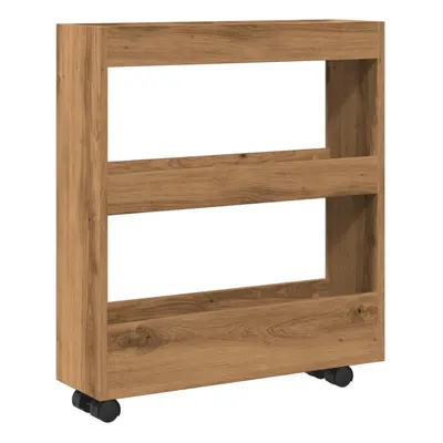 vidaXL Narrow Storage Trolley Tier Rolling Cart Artisian Oak Engineered Wood