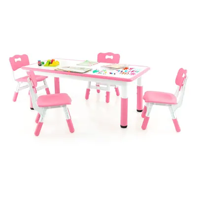 Kids Table and Chairs Set Adjustable Toddler Desk and Chairs-Pink