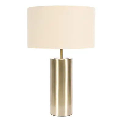 ValueLights Lexy Beige & Gold with Gold Dimmer Touch Table Lamp & Bulb