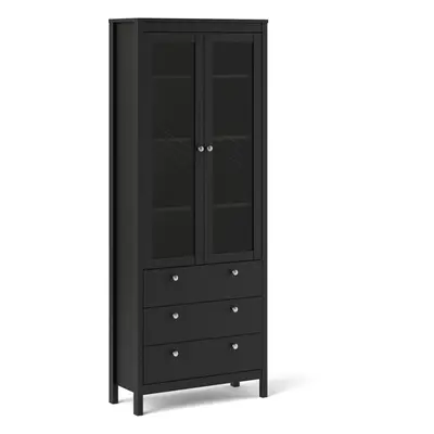 (Black) Madrid China cabinet doors w/glass + drawers