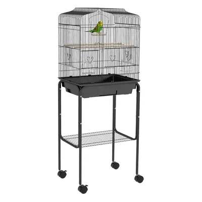 PawHut Bird Cage for Budgie Finch Canary Parakeet W/ Stand Tray Black