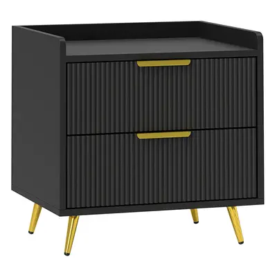 HOMCOM Bedside Table with Drawers for Bedroom, Living Room, Black