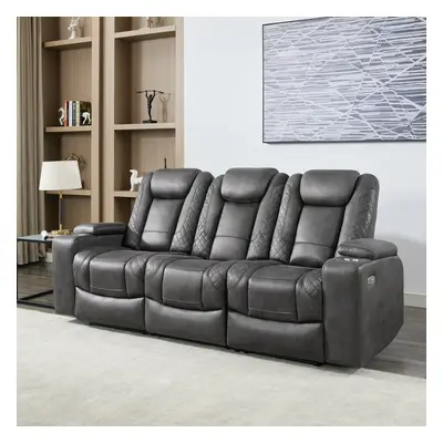 (Grey) ASHTON SEATER FABRIC AUTO RECLINER SOFA