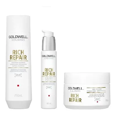 Goldwell Dualsenses Rich Repair Shampoo 250ml, 60sec Treatment 200ml and Effects Serum 100ml