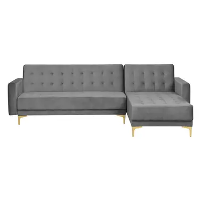 Corner Sofa ABERDEEN Velvet Grey Left Hand