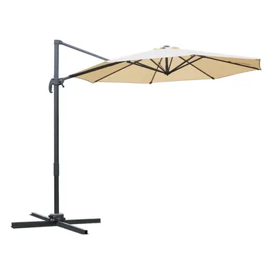 Outsunny 3(m) Garden Banana Parasol Patio Cantilever Hanging Umbrella Beige