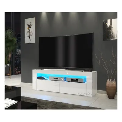 (No LED Lights) White TV Stand 125cm Cabinet Unit Gloss & Matt Clifton03 LED Lights