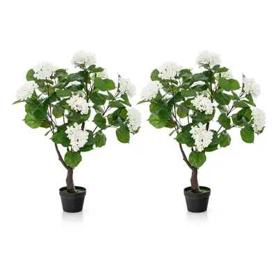 2 Pack 105cm Artificial Hydrangea Tree Fake Floral Potted Plant White Flowers