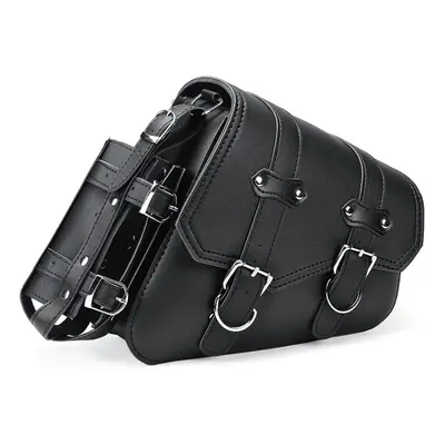 (Right) Universal Motorcycle Saddlebags Saddle Bag Black Leather