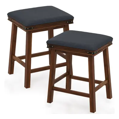 2Pcs 62cm Bar Stools PU Leather Padded Upholstered Counter Height Chair-Brown