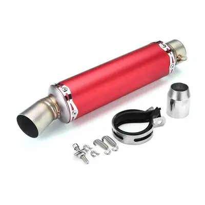 (Red) 51mm Rear Tail Motorcycle Exhaust Muffler Pipe Stainless Steel Universal