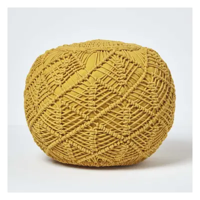 (Mustard, x cm) Crochet Knitted Pouffe