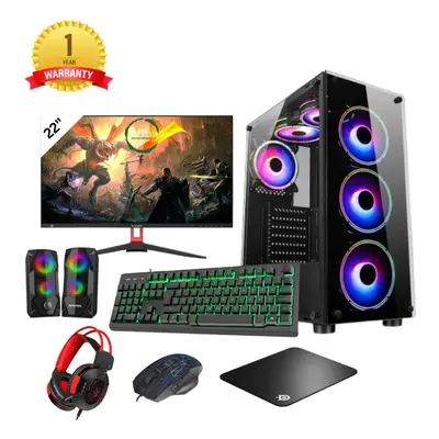 (Full Set Up) Fast Gaming Intel i5 16GB RAM 1TB HDD& 128GB SSD GT730 4GB 22" Monitor PC Bundle &